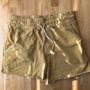 YOUNGLA bodybuilding shorts. Vintage yellow. Fitted. 100% French terry cotton